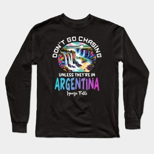 Funny Argentina Iguazu Falls Waterfall Pun Psychedelic Art Long Sleeve T-Shirt